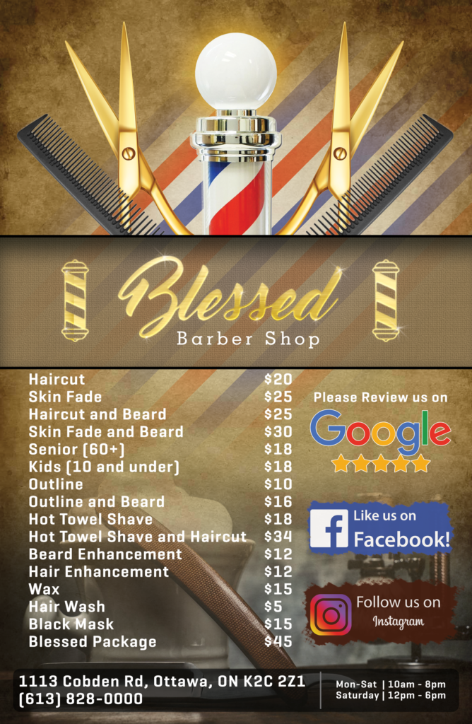 Blessed Barbershop Price List
